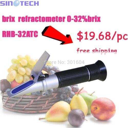 Free shipping Best quality hand held brix 0-32% brix Refractometer RHB-32ATC