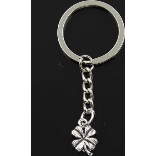 Fashion Keychain 17x11mm Lucky Irish Four Leaf Clover Pendants DIY Men Jewelry Car Key Chain Ring Holder Souvenir For Gift