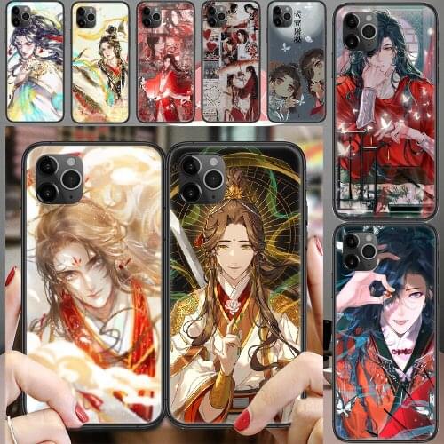 Tian Guan Ci Fu hua cheng xie lian Phone Case Cover Hull For iphone 5 5s se 2 6 6s 7 8 12 mini plus X XS XR 11 PRO MAX black