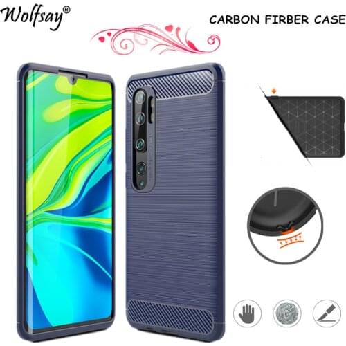 Carbon Fiber Cover For Xiaomi Mi Note 10 Case Shockproof Bumper Silicone Phone Cover For Xiaomi Mi Note 10 Case Xiaomi Note 10