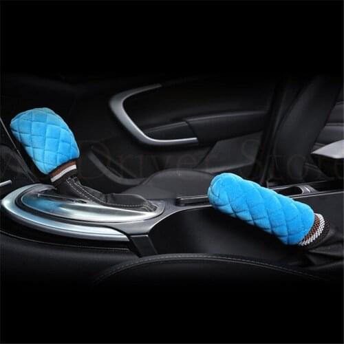 Gear Shift Collars Soft Cover Car Handbrake Grips Warm Gear Plush Case set Car Accessories Interior Decor Universal 8 colors