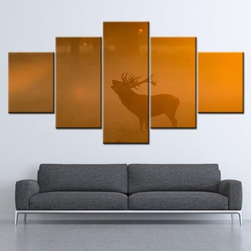 HD Prints Canvas Wall Art Living Room Home Decor Pictures 5 Pieces angry deer Paintings Animal Posters Framework