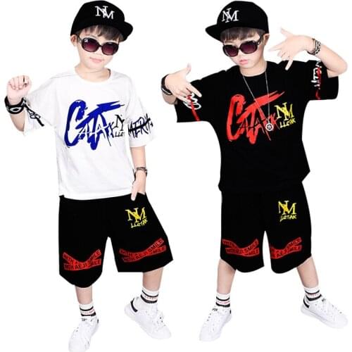 2019 Summer Teenage Boys hip hop Clothing Set letter T Shirt & Pants dancing 4 6 8 10 12 Years Child Boy kid Sport Suits
