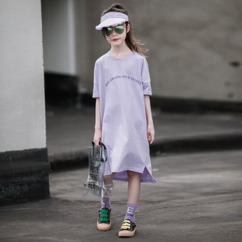 4 to 16 Years Girls Summer Dress Baby Shirt Dress Children Dress Kids Leisure Dress Letter Print Baby Cotton Dress 2020, #8584