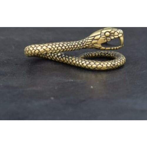 China Pure Brass Carving Snake Key Buckle Small Statue