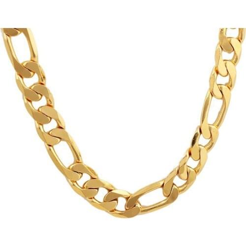 FanSheng Gold Color Necklace Men Jewelry New Trendy Figaro Chain Necklace