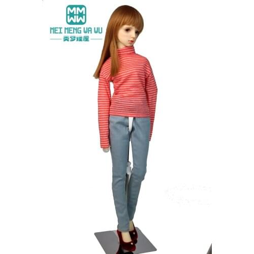 BJD Doll clothes 58-60CM 1/3 SD Toys Ball Jointed Doll Fashion striped turtleneck jeans Girls gift