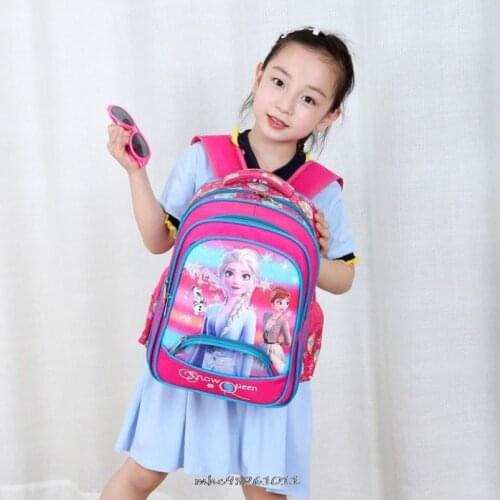Frozen Elsa Cartoon Print Princess Backpack Teenager Girls School bag Large Capacity Orthopedic School Bags Kid Travel Backpacks