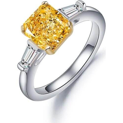Pirmiana New Design Poplar 925 Sterling Silver 2.0ct Yellow Created Gemstone Ring Fine Jewelry
