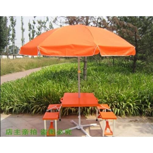 Whole set Outdoor Folding portable camping dining table Beach Tables with umbrella+base