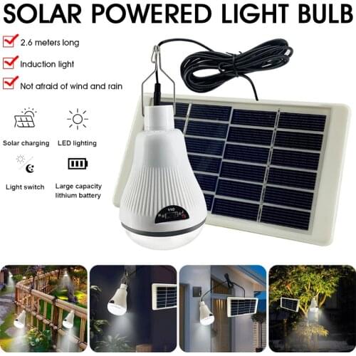 Solar Powered Light Bulb 20LED 2 Modes Portable Lantern Lamp with Solar Panel Waterproof for Indoor Outdoor Camping Patio Yard