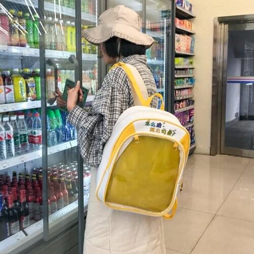 7 color Anime print transparent ita bag jelly bookbag ins student shoulder bag women for Teenager girls Designer backpack Lolit