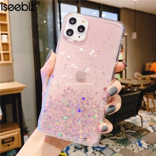 Transparent Sparkly Glitter Phone Case For iPhone 13 Mini 11 12 13 Pro X XR XS Max 7 8 6 6s Plus SE 2020 Star Sequins Soft Cover