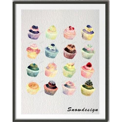 Rikivity Cupcake canvas painting Modern wall art poster print pictures home Decoration wall hanging sticker gifts