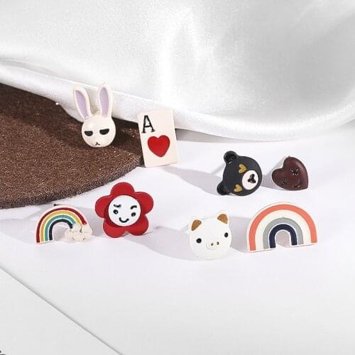 S925 silver needle asymmetry nappy female sense ear nail sweet girl ear ornaments contracted student exquisite surprise gift