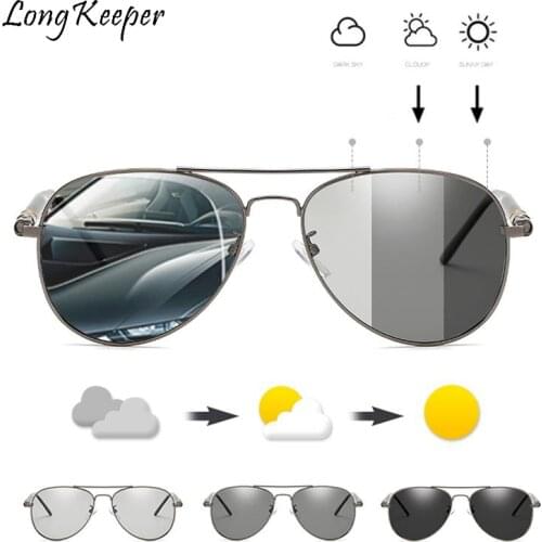 LongKeeper Classic Men Sunglasses Photochromic Sun Glasses Goggles Male Driving Pilot Polarized Eyewear UV400 Gafas de sol
