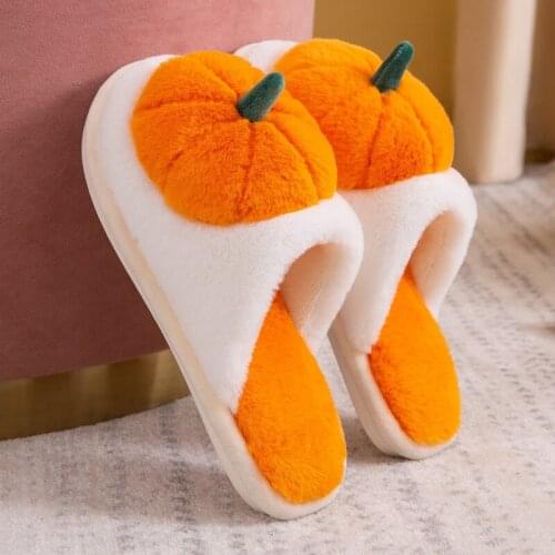 Winter Keep Warm Plush Cute Cotton Slippers Comfortable House Shoes Non-Slip Floor Indoor Home Furry Slides Bedroom Flat Shoes