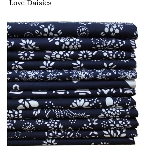 100% Cotton Thick Chinese Indigo Dark Blue Batik Calico Fabric for Home Shop Scenic Spot Decoration Handmade Apparel Tablecloth