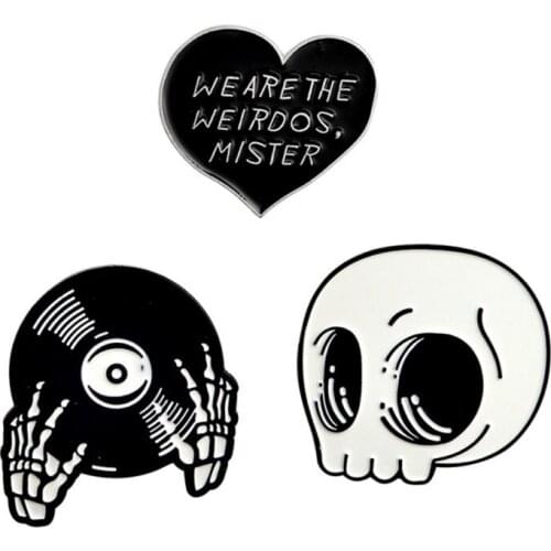Unisex 3Pcs/Set Halloween Style Oil Drip Enamel Skull Disc Brooch Non-Fading Ghost Cartoon Pin