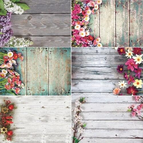 Vinyl Custom Photography Backdrops Prop Flowers and planks Theme Photography Background 200509G-02