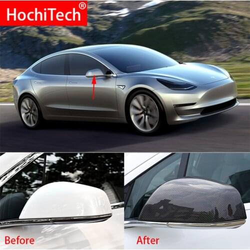 High quality For Tesla model3 Model 3 2016 - 2019 100% Real Carbon Fiber Rear View Mirror Cover Side Mirror Caps car styling