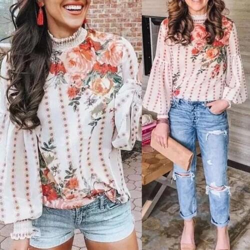 Womens Fashion Wear Lantern Sleeve High Collar Long Sleeve Shirt Top Turtleneck Womens Tops and Blouses