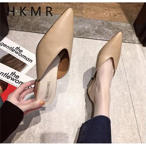 2020 New Summer Slippers Slip On 5 CM Square heel Shoes High heels Women Pumps Slides Sandals hot