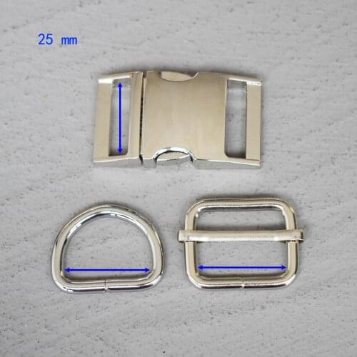 1 Set 25mm Webbing Metal Hardware Strap Slider D Ring Release Belt Buckle For Dog Collar Paracord Sewing Accessory