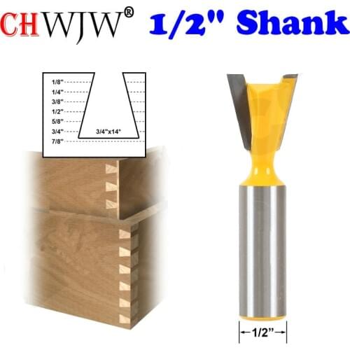 1pc Dovetail Router Bit - 3/4" x 14 Degree - 1/2" Shank Woodworking cutter Tenon Cutter for Woodworking Tools