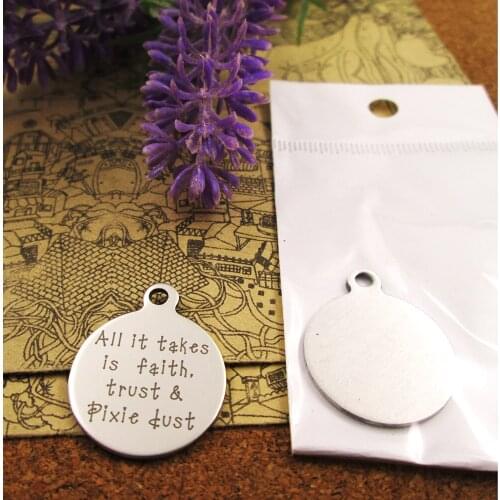 20pcs--"All it takes is faith,trust and pixie dust"stainless steel charms more style for choosing DIY Charms pendantsfornecklace