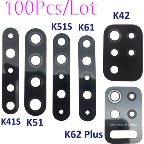 100Pcs/Lot，Rear Camera lens For LG K41S K42 K51 k51S K61 K62 Plus Back camera glass With Glue Adhesive replacement Repair Parts