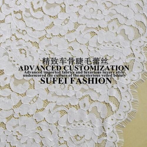 140*150cm eyelash white cotton polyester cut-out lace dress clothes blouse fabric 2 patterns available S071