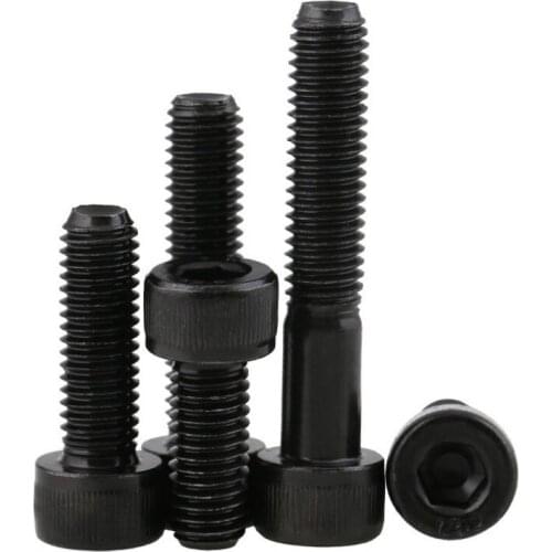 200PCS M6 DIN912 12.9 Grade Alloy Steel Allen Hex Socket Cap Head Black Screw Bolt Furniture Fastener