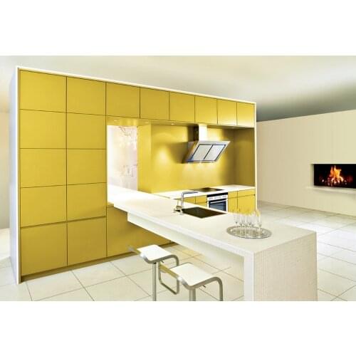 2017 hot sales 2PAC kitchen cabinets yellow colour modern high gloss lacquer kitchen furnitures pantry L1606072