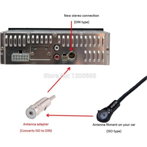 Car Radio Antenna Adapter Aerial ISO to DIN Metal Coated Connector