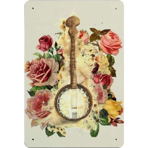 Banjo Addicts Retro Metal Tin Sign Plaque Poster Wall Decor Art Shabby Chic Gift Suitable 12x8 Inch