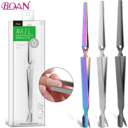 BQAN 1pc Double Head Stainless Steel Cuticle Pusher Spoon Pedicure Care Nail Tool With 2 Size head Dead Skin Remover Fingernails