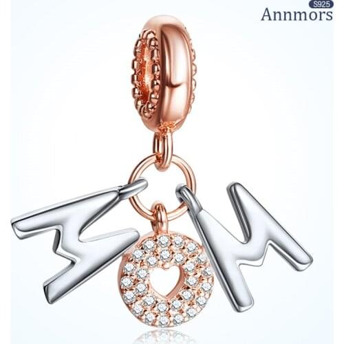 Best Mom Charm 925 Sterling Silver Fits Pandora Charms Bracelets for Woman Girl Beads Gifts for Women Bracelet and Necklace