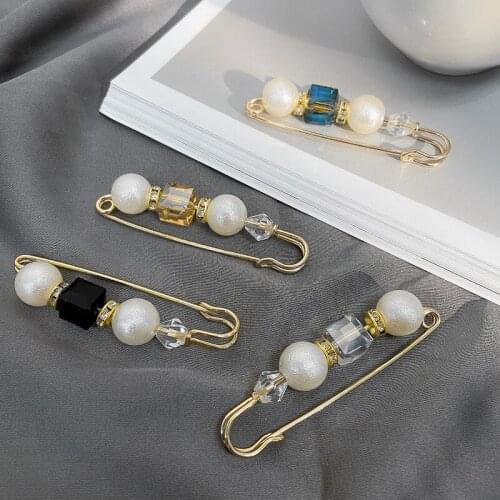 Beads Safety Pins Simulated Pearl Rhinestone Brooch Metal Pin Buckle For Women Girls Scarf Coat Bag Dress Decor Jewelry Gift