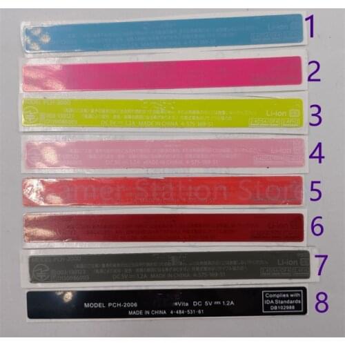 Color sticker Label For PSV2000 PSV 2000 for PS Vita 2000 Game Console shell Case replacement Back Shell Lable Sticker
