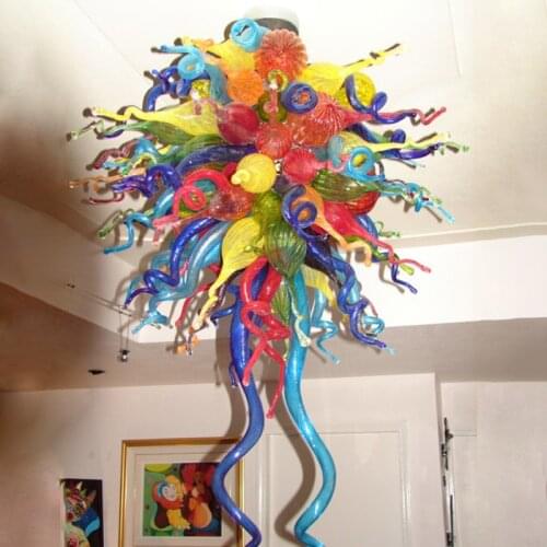 Colored Glass Loft Chandelier New Design Staircase Hanging Lamp Villa Theater Project Customization Ceiling Led Light 100CM