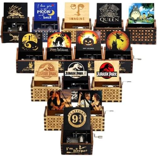 New Styles Wooden Hand Crank Cant Help Falling In Love Wooden Music Box Queen Totoro Happy Birthday Friends Christmas Gift