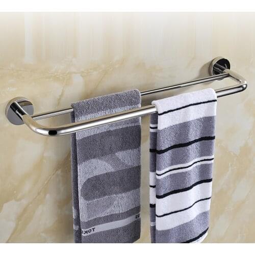 New Arrival SUS 304 stainless steel double towel bar square towel rack in the bathroom wall mounted towel holder