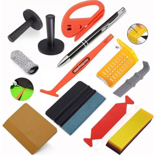 FOSHIO Carbon Fiber Foil Tools Car Vinyl Wrap Film Wrapping Tool Window Tint Sticker Magnet Holder Soft Squeegee Rubber Scraper