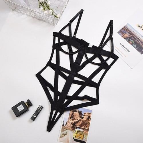 Hot Sexy Lingerie Woman Hollow Out Bandage Sexy Teddies Underwear Push Up Underwire Bra Erotic Lingerie Sexy Babydoll Costumes