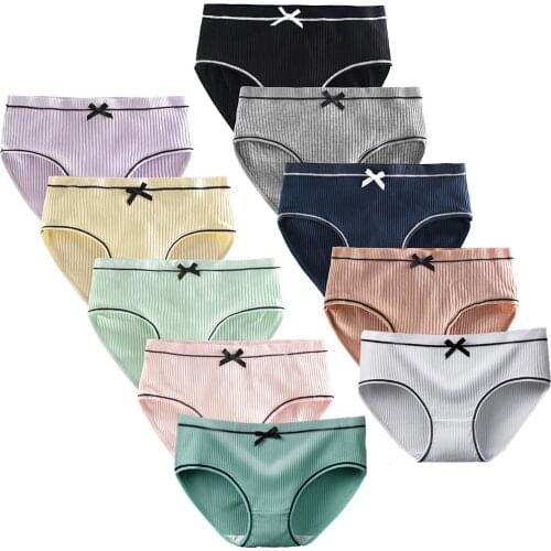 5 Pcs/Lot Teenagers Girls Cotton Underwear Knot Soft Breathable Briefs Young Girl Panties Solid girl Briefs Children Clothes 10Y