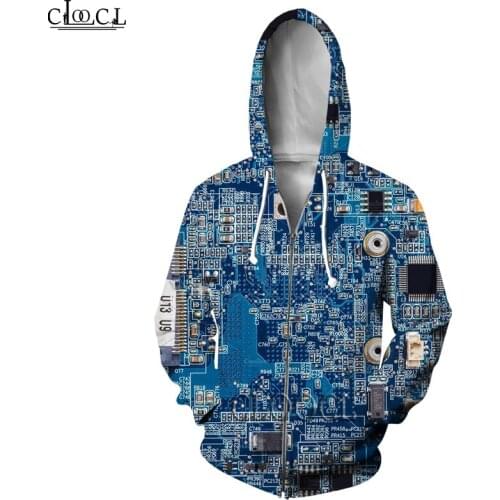 HX Funny Electronic Chip Hoodies Men Women 3D Print Fashion Hip hop Jogging Zip Hoodie Jacket Harajuku All-match Hoody Tops