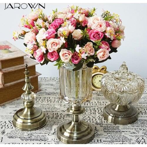 JAROWN Fake Roses Artificial Flowers High Quality Bouquet Hydrangea Gypsophila Leaf Accessories Christmas Home Wedding Decor