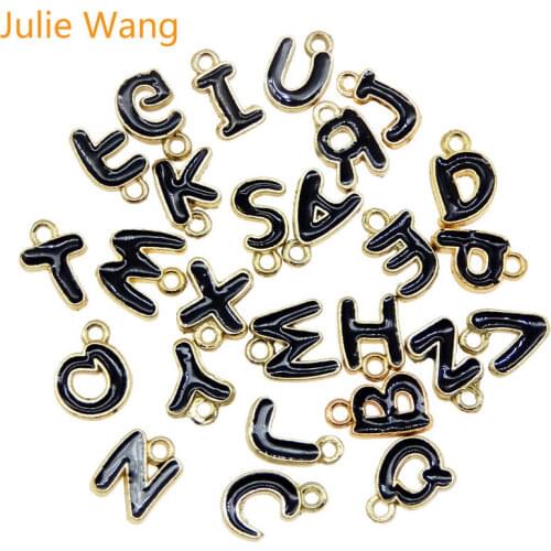 Julie Wang Enamel A-Z Letter Charms Alloy English Alphabet Double-Sided Drop Oil Necklace Bracelet Accessory Jewelry Making