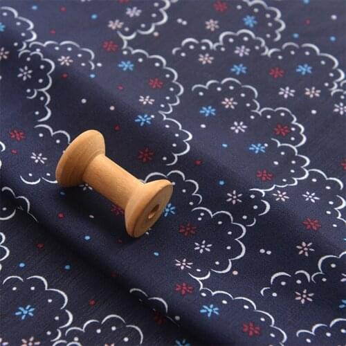 Quality Chiffon tissu Dark blue cloud floret patchwork Dress pleated skirt shirt baby clothes fabric